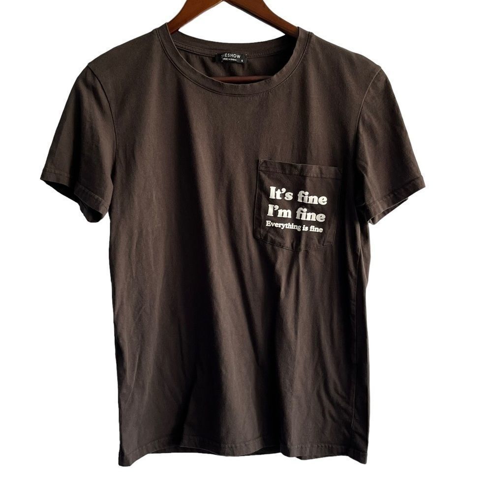 Brown It's Fine I'm Fine Graphic T-Shirt